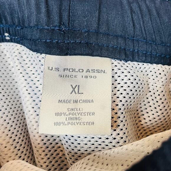 US POLO ASSN Mens Blue Nautical Colorblock Tie Swim Trunks XL Beach Stripe Pool - Picture 2 of 6